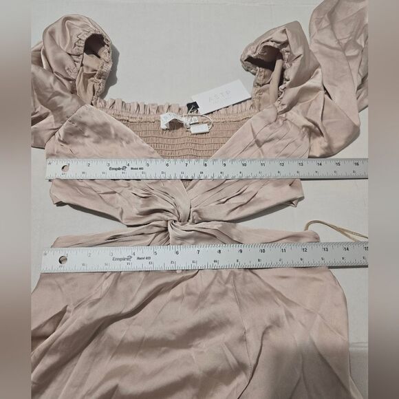 ASTR The Label Cut-out Satin Mini Dress Size XS In Champagne - Picture 9 of 13